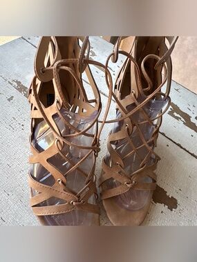 Unlisted Tan Suede Lace-Up Gladiator Heels